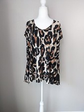 Show Me Your MUMU Leopard Cap Sleeves Scoop Top Womens Sz Large Oversized Boxy 9