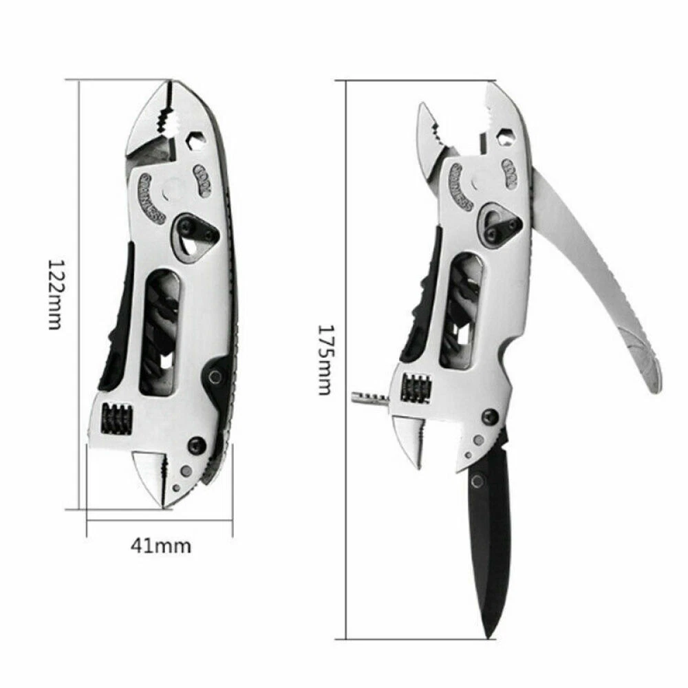 Multi Tool Set Adjustable Wrench Jaw Screwdriver Pliers Knife Survival Gear New