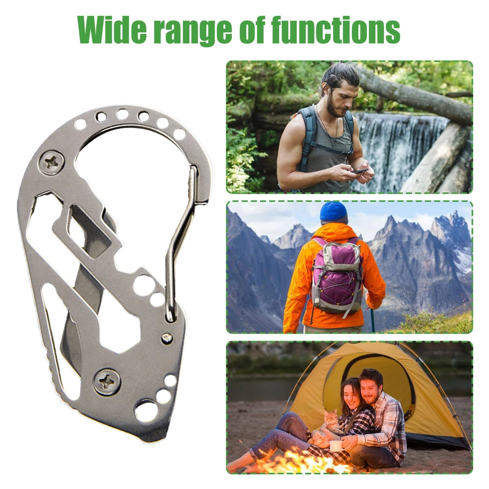 Survival Multi-Tool Carabiner with Pocket Clip for Camping & Outdoor Adventures