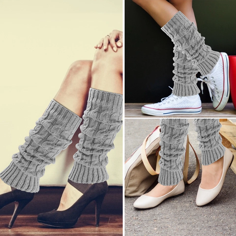 Cubiertas de pantorrilla tejidas de invierno cubiertas de calcetines cubiertas de piernas cubiertas de calcetines gruesas de lana Foto 2 de 4