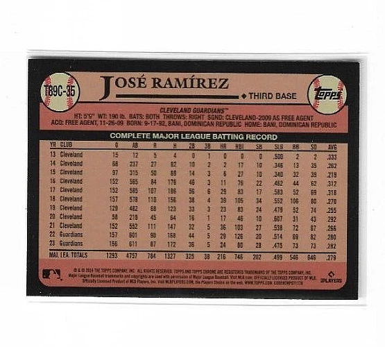 2024 Topps Series 1  Jose Ramirez Silver Pack Mojo Refractor #T89C-35 - Image 2 of 2