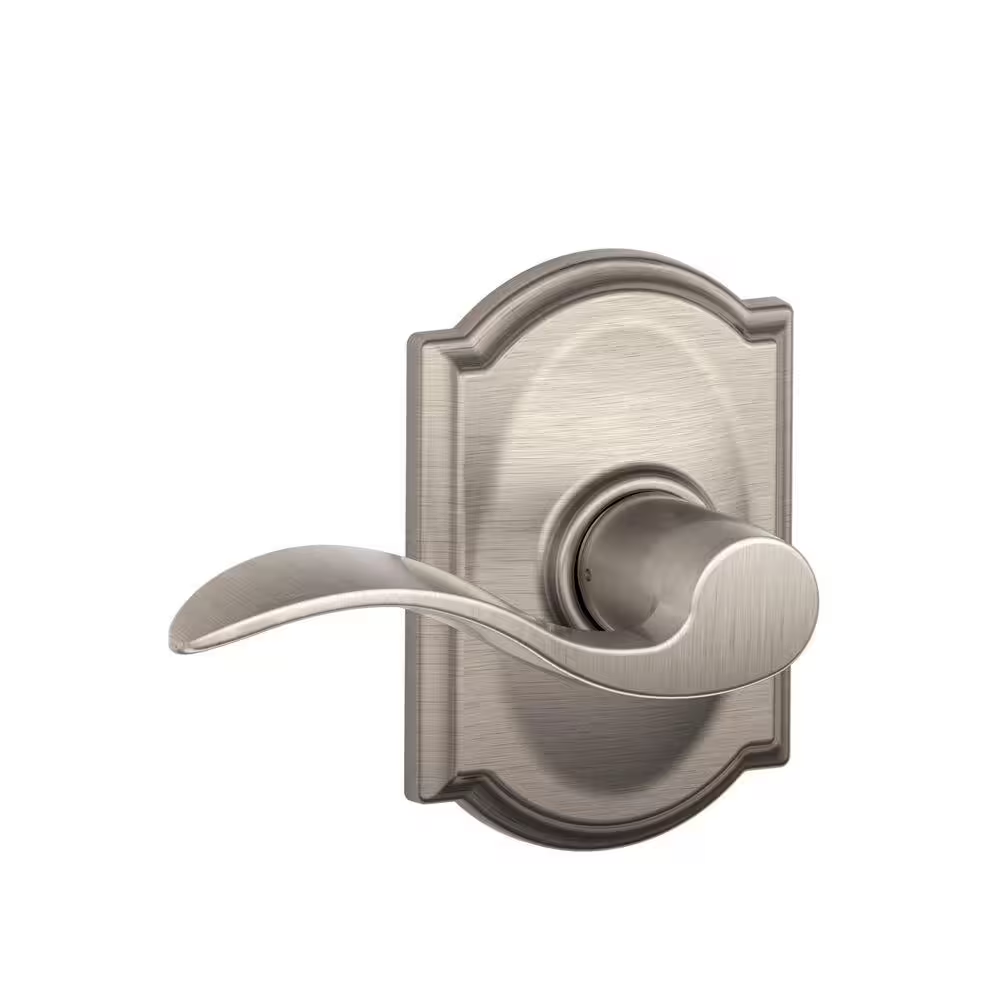 Satin Nickel Passage Door Handle with Camelot Trim for Hall or Closet