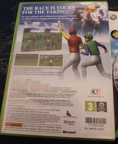 Champion Jockey: G1 Jockey & Gallop Racer (Microsoft Xbox 360, 2011) con manual - Imagen 3 de 3