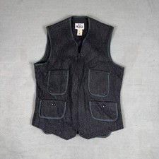 Vintage 70s Woolrich Wool Blend Zip Up Vest Mens 38 Gray Cinch Back Made in USA