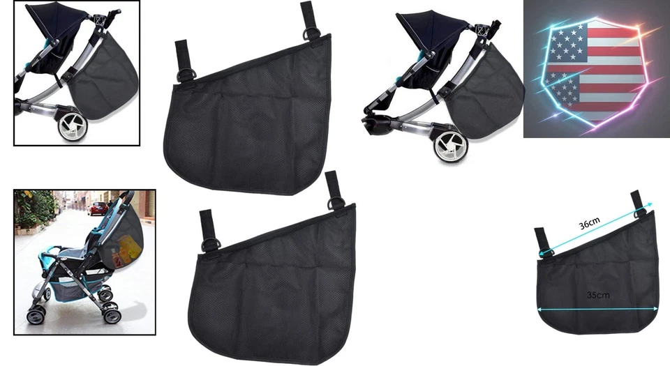 最大化婴儿推车空间:2 个通用网眼收纳器,带可调肩带 — 第 2/4 张图片