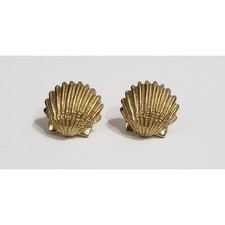 14k Yellow Gold Textured Scallop Seashell Earrings 4 Grams
