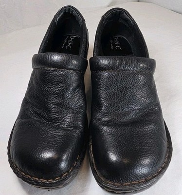 B.o.C. Born Concept Black Leather Clogs Mules Size 8.5 M/W Comfort Slip On