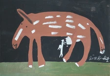 Jimmy Lee Sudduth Signed Outsider Painting on Canvas African American Folk Art