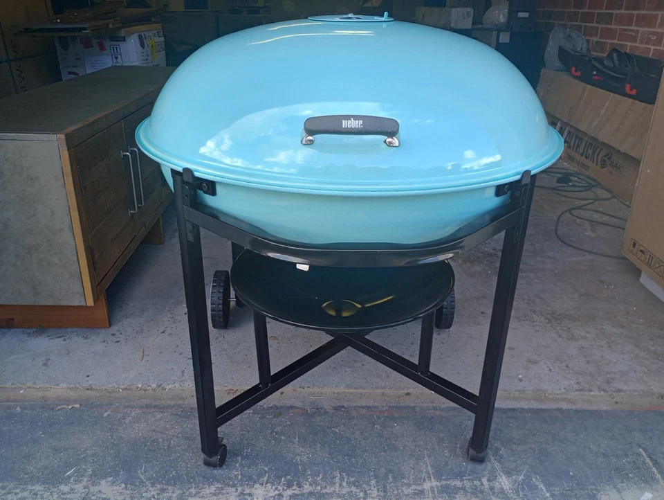 Parrilla para hervidor Weber "The Ranch" en azul Glen RARA para coleccionistas Foto 3 de 4