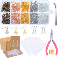 1350Pcs Earring Making Kit with Hooks, Rings, Pliers, Backs, Holder Cards and Cl