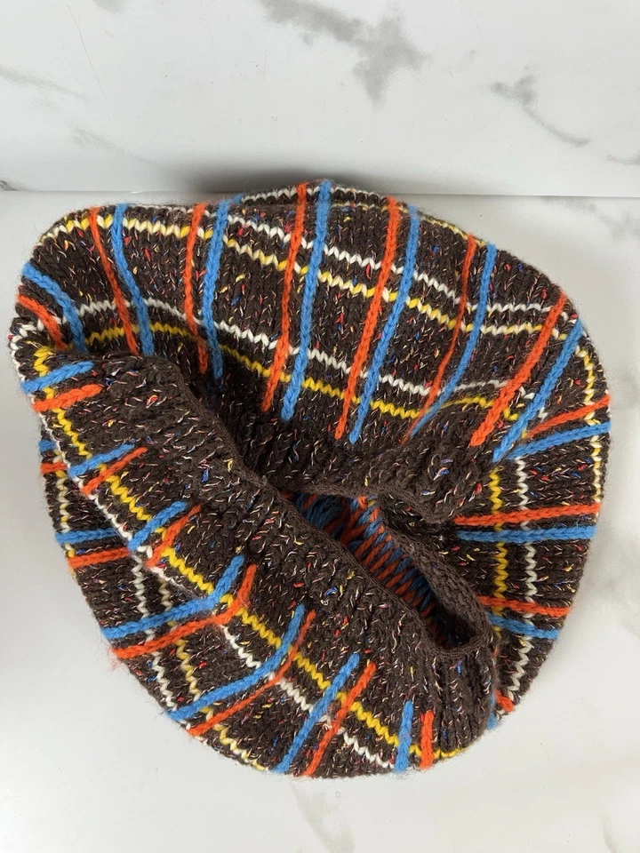 Sombrero tejido boina redonda vintage años 70 naranja marrón años 60 retro groovy hombre’s mujer’s Foto 4 de 4