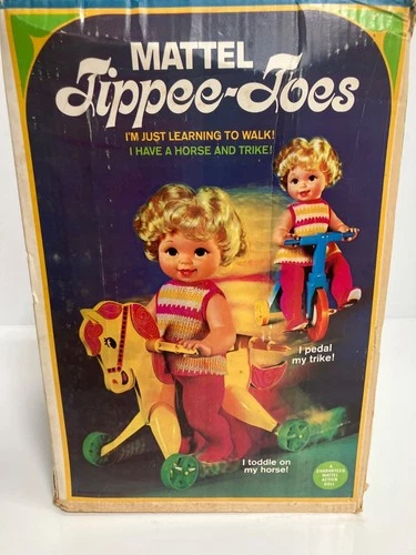 Vintage 1967 Mattel Tippee-Toes Doll w/Trike, Horse, Original Clothes & Box