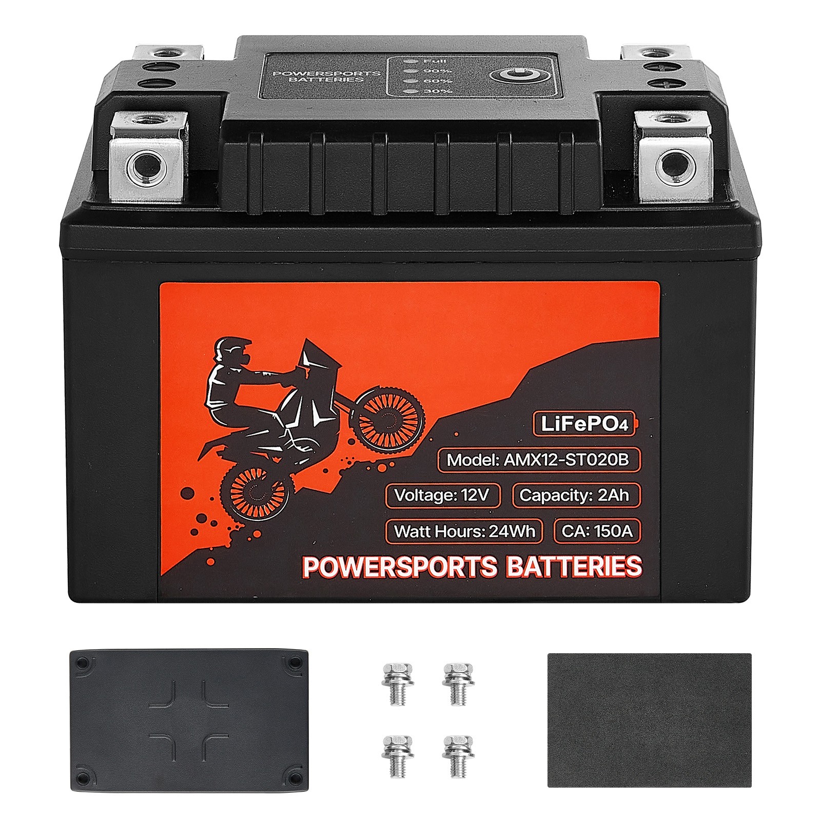 Batterie de moto 12V 2Ah Lithium Uimoso LiFePO4 véhicule sport cross quad