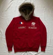 Vintage y2k Abercrombie Fitch Big Logo France Flag Fur Hooded Sherpa Zip Hoodie