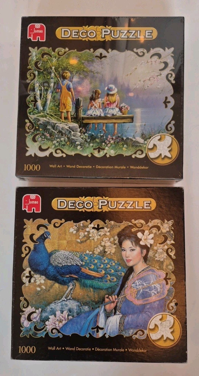 Jumbo 2 x 1000 Piece Deco Puzzle, Fishing With Friends NEW, Proud As A Peacock
