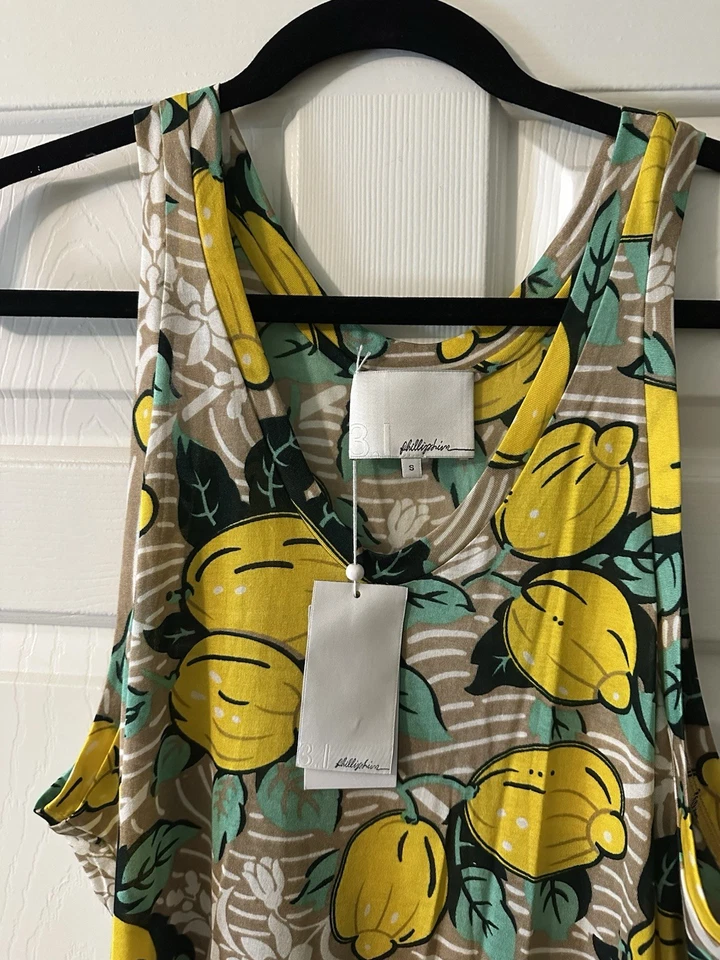 Phillip Lim лимон печать шелк платье размер S новый с Ярлыками - Изображение 3 из 4