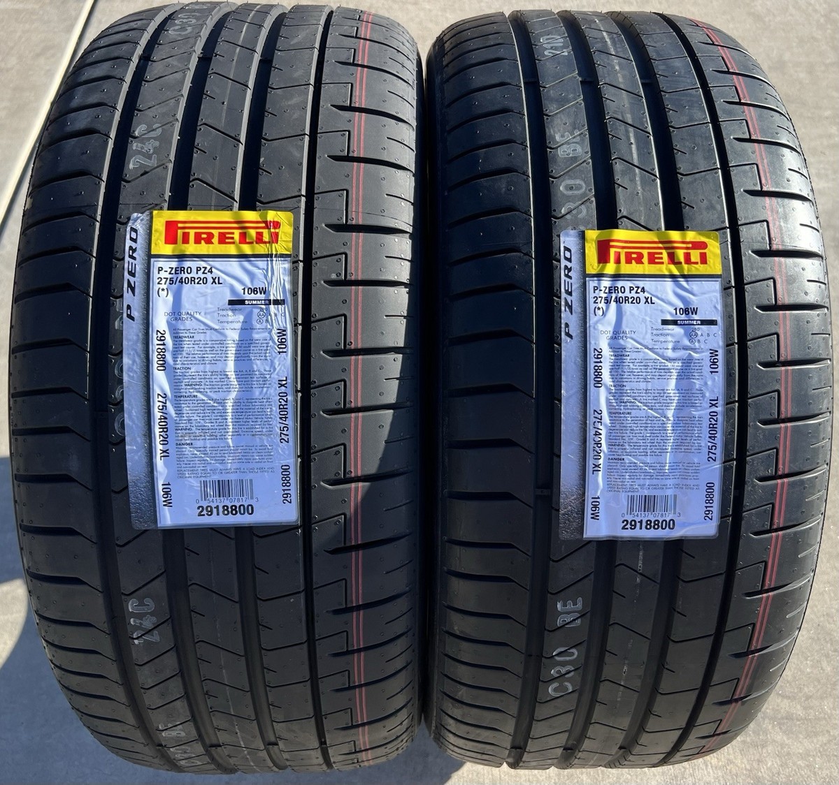 Set of TWO BRAND NEW 275/40R20 Pirelli P Zero PZ4 Sport Tires