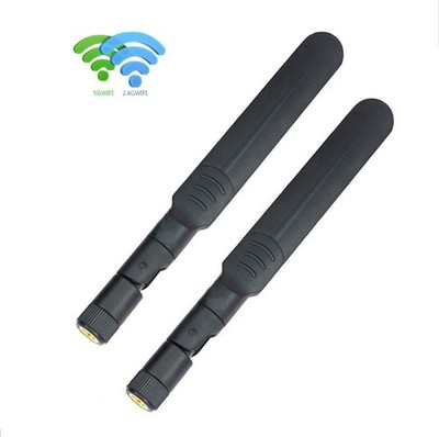 2pcs dualband antenna 2.4&5GHz e.g. Wi-Fi 5/6 16cm  foldable SMA Male Black 50 