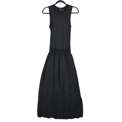 Theory Lewie Dress Womens S Black Silk Crew Neck Sleeveless Tank Maxi Lined