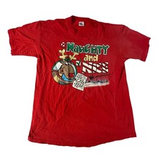 Vintage Fun Tees Naughty And Nice Christmas Reindeer T-Shirt XL USA Made