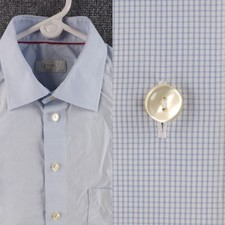 Eton All Cotton 15.5 Check Classic Blue Premium Shirt Button Up Convertible Cuff