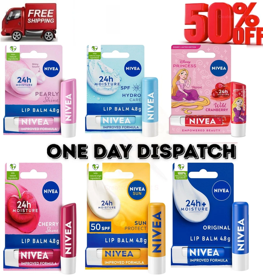 NIVEA Flavoured Lip Balm (4.8g) with Shea Butter Natural Oils and Vitamins UK