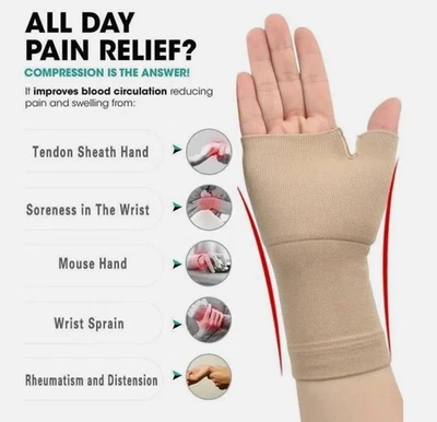 360 RELIEF Wrist and Thumb Support - Arthiritis & Joint Pain Relief- Beige - XL Size