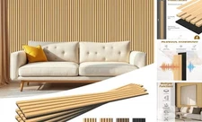 4-Piece Acoustic Wood Wall Panels for Wall and Ceiling, 94.5*7.9in Light Walnut