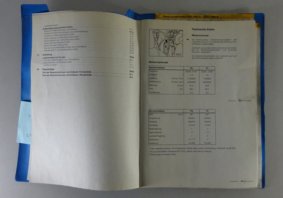 Manual de Taller VW Golf II Gti G60 / Ralley Golf 1,8l 16V G-Lader Motor 6/1994 - Imagen 3 de 4
