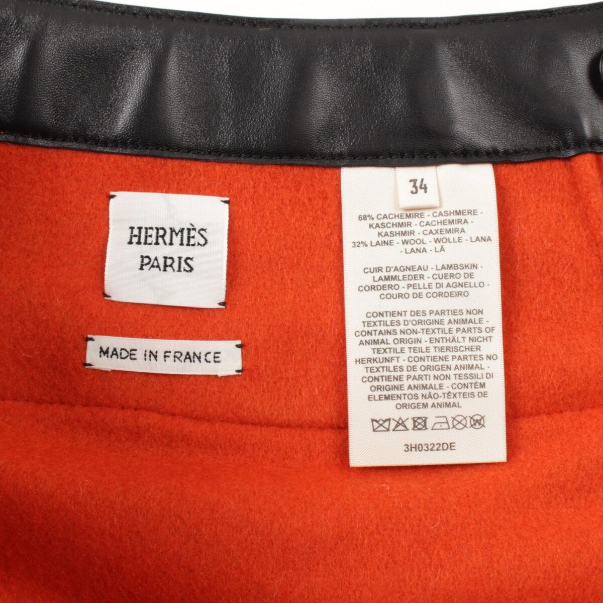 HERMES skirt jupe mini #34 charm 3H0322DE cashmere wool HERMES skirt jupe mini #34 charm 3H0322DE cashmere wool