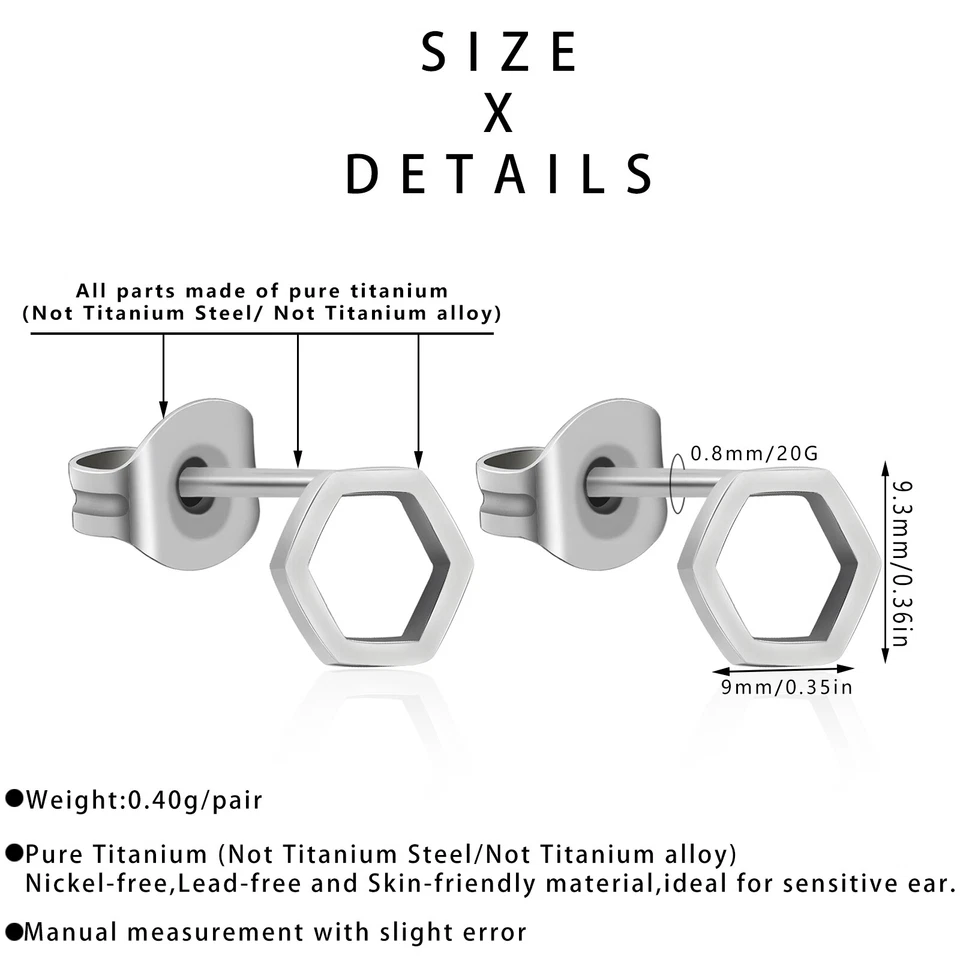 Pendientes puros son adecuados para orejas sensibles pendientes hexagonales Foto 2 de 4