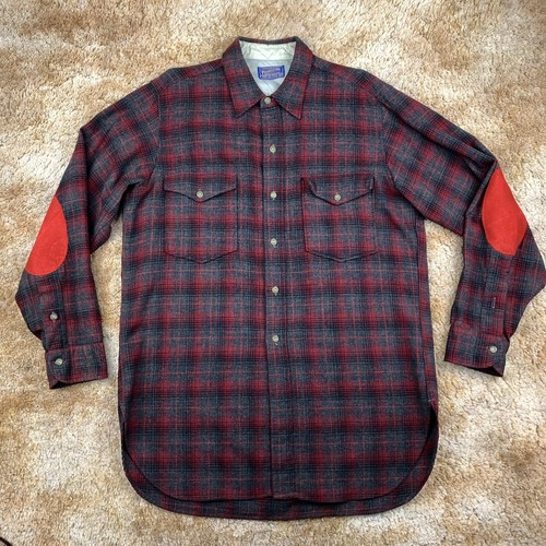 Vintage Pendleton Wool Flannel LS Shirt w/ Elbow Patches 16 1/2 Men's Medium