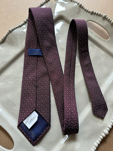 DAVID DONOHUE 3.25 x 57 Merlot NEAT Hand Woven ITALY Geometric Necktie Tie NWT - Picture 3 of 11