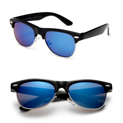 Kids Unisex Half Rimmed Style Frame Color Sunglasses Boys Girls Polarized Mirror - Picture 3 of 8