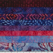 8 Fat Quarters Shaded Oak Batik Lunn FQ Pack 100 Cotton Blue Red Purple