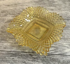 Ashtray Yellow Orange Retro Large EUC Antique Vintage Glass