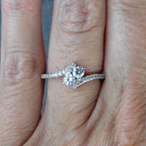 14K White Gold 1/2ctw Diamond Engagement Toi et Moi Ring Sz8 HANNOUSH $1,499.99 - Image 2 of 4