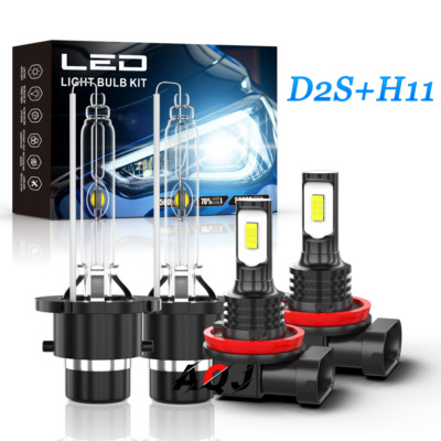 For Infiniti G37 2008-2013 6000K LED/HID Headlight High Low+Fog Light Bulbs Kit