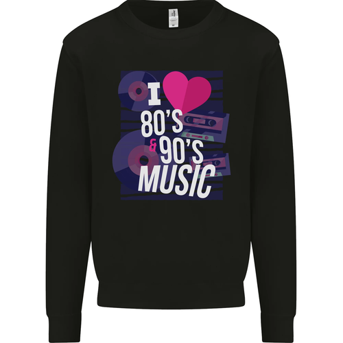 I Love 80s 90s Music Pop Rock Acid House Kids Sweatshirt Jumper