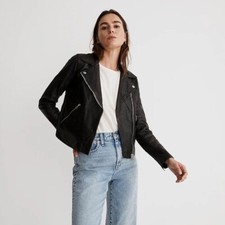 Madewell Washed Leather Motorcycle Jacket- New S