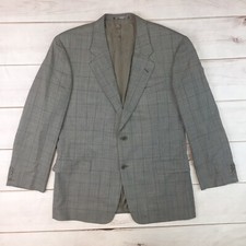Valentino Men's 52R US 42 Virgin Wool Windowpane Plaid 2 Button Blazer Jacket