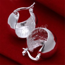 Women's 925 Sterling Silver Classic 0.79" 0.59" Small Thick Hoop Huggie Earrings