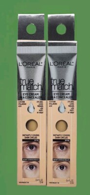 Loreal True Match Eye Cream In A Concealer N 3-4 Light .4oz Ea 2pcs New!!