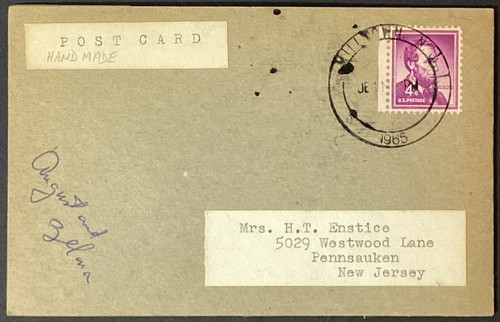 Postal collage hecha a mano de colección Greetings Milltown NJ Dog Alex publicada 1965 - Imagen 2 de 2
