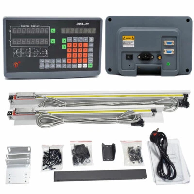 TOAUTO 2 Axis Digital Readout DRO+2pc TTL Linear Scale 200&400MM for Mill Lathe Machine