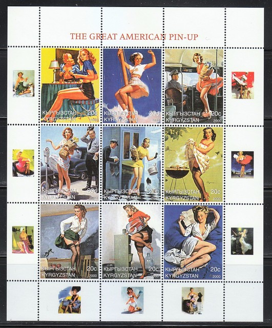 Souvenir sheet of 9 MNH stamps 2000 The Great American Pin-up girls ** Souvenir sheet of 9 MNH stamps 2000 The Great American Pin-up girls **