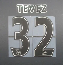 2007 - 2013 OFFICIAL SPORTING ID LEXTRA TEVEZ 32 PLAYER SIZE BLACK NAMESET