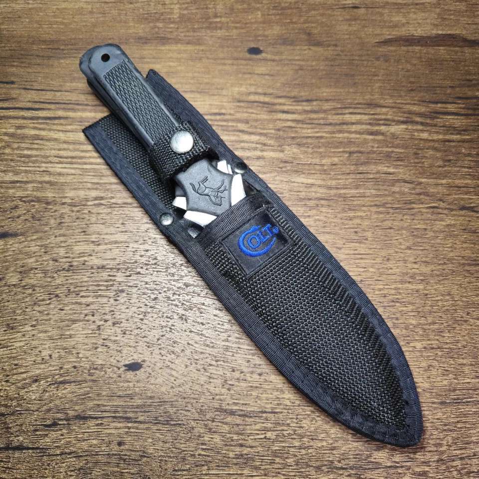 Juego de 3 cuchillos de lanzamiento Colt CT18 vintage con funda. Tres cuchillos de 10' pulgadas Foto 2 de 4