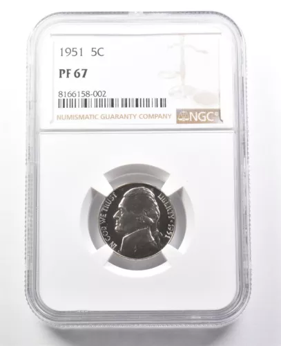 1951 Jefferson Nickel PF67 NGC PQ Cameo Contrast *8029