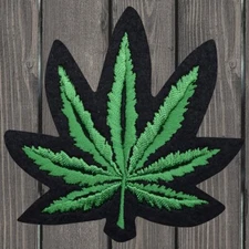 Weed Leaf Embroidered Patch — Iron On